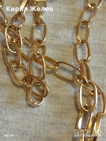 Дълго златисто колие с ресни Арт бижу майсторска изработка 51923, снимка 2 - Колиета, медальони, синджири - 53463702