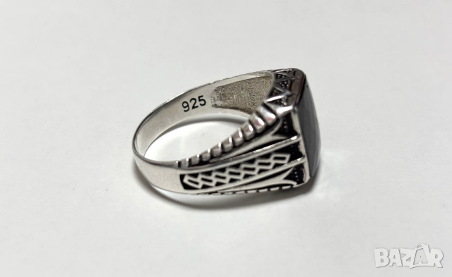 Мъжки Сребърен Пръстен с красив фасетиран камък (проба 925)- 7,8 грама, снимка 6 - Пръстени - 52318853