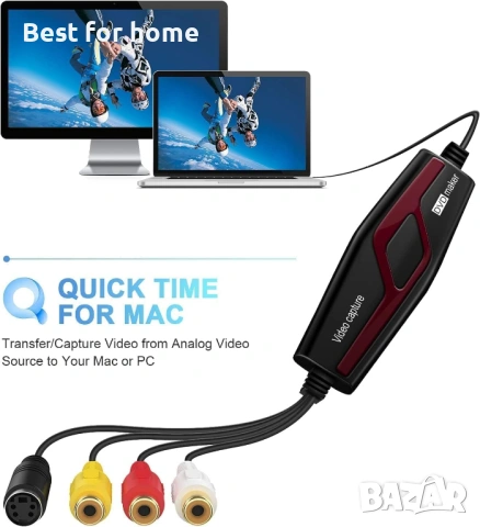 USB Адаптер за прехвърляне на видео – Конвертор от VHS/Камера към Компютър, снимка 3 - Друга електроника - 53063072