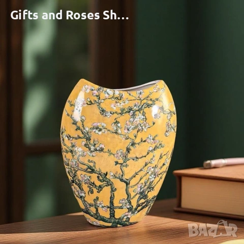 Порцеланова ваза - Бадемов цвят в красива подаръчна кутия, снимка 2 - Вази - 53500426