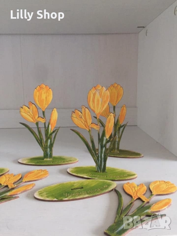 декоративни цветя от дърво, - лале, зюмбюл, минзухар