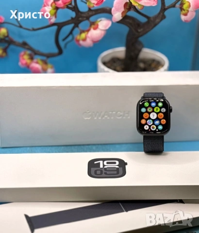 ГАРАНЦИОНЕН!!! Apple Watch 10 GPS, Jet Black Aluminum case 42 мм, Ink Sport Loop, снимка 5 - Смарт часовници - 53743264