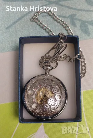 Джобен сребрист часовник., снимка 2 - Джобни - 50375442