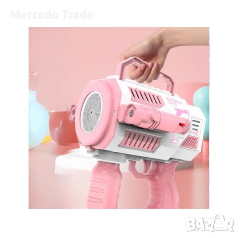 Пистолет за сапунени балони Mercado Trade, С резервоар, LED светлина, Розов, снимка 3 - Електрически играчки - 45324782