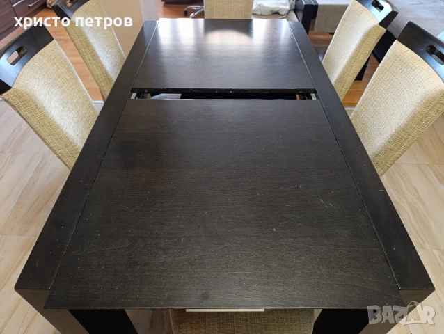 Разтегателна маса и 6 стола, снимка 3 - Маси - 54132720