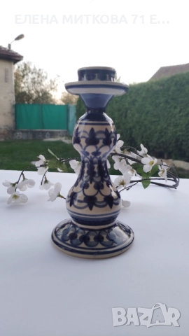 Керамичен лот в екрю и синьо произв.ГДР, снимка 6 - Антикварни и старинни предмети - 51749910