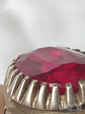 Сребърен пръстен с рубин, снимка 2 - Пръстени - 53537697