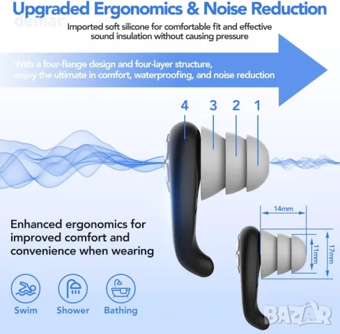 Водоустойчиви тапи за плуване - 3 чифта меки силиконови тапи, снимка 2 - Водни спортове - 49812249