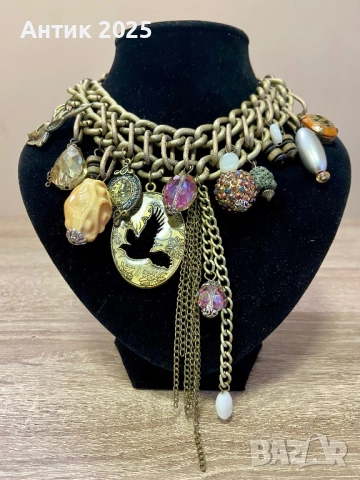 Дизайнерско колие тип чокър с висулки, Италия