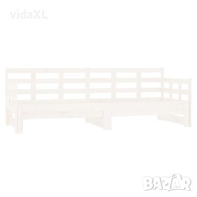 vidaXL Разтегателна кушетка, бяла, борово дърво масив, 2x(80x200) см（SKU:820288, снимка 1 - Паравани - 45553692
