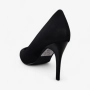 Елегантни дамски обувки на ток - Черен еко велур, заострен връх | 911-01A black, снимка 3