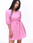 Дамска розова рокля с колан, снимка 4