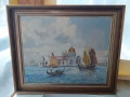 Стара майсторска картина масло на платно подпис рамка, снимка 1