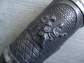 № 7457 стара метална / калаена чаша - zinn  - релефни орнаменти   - печат / маркировка , снимка 4