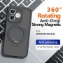 Магнитен Матов Калъф за Honor 600 Lite 5G с 360° Стойка - TPU+PC, 12 Airbag, N52 магнит, Прозрачно-ч, снимка 5