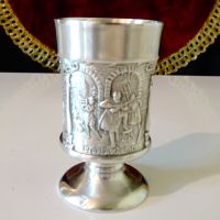 Чаша от калай с Ловец и Оръжейник. , снимка 4 - Антикварни и старинни предмети - 45912771