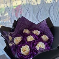 Букет от сатенени рози, снимка 2 - Подаръци за жени - 45685739