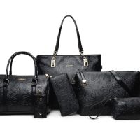 Комплект от 6 броя луксозни дамски чанти /Цвят: Черен;, снимка 1 - Чанти - 45456371