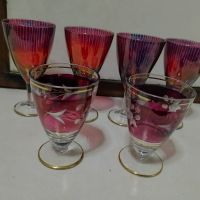 Стари соц чаши за ракия от цветно стъкло,  тънкостенни , снимка 2 - Чаши - 45405362