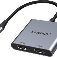 USB C към HDMI адаптер, HDMI сплитер за два монитора, 2-IN-1, снимка 1 - Друга електроника - 45372303