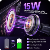 Auckly 15W безжично зарядно за кола,магнитен държач за телефон, съвместим за iPhone 12/13/14/15 Pro , снимка 6 - Безжични зарядни - 45071440