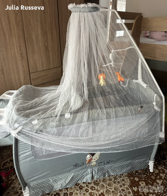 Бебешка кошара Lorelli Sleep`N`Dream Plus 2 нива Grey Bear, снимка 1