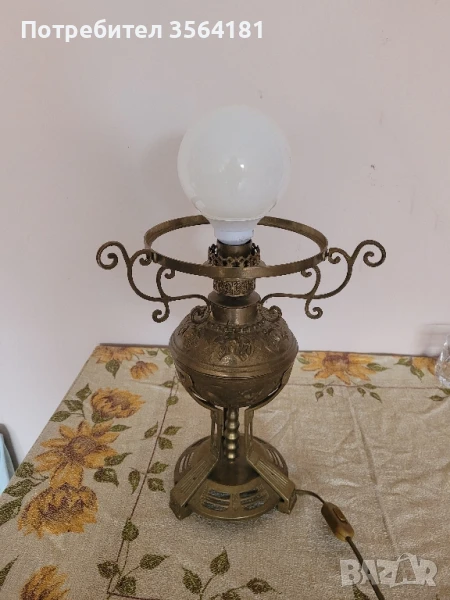 Бронзова настолна лампа Арт Нуво, снимка 1