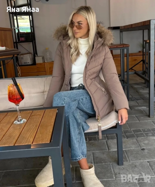 Зимно яке с естествен косъм , снимка 1