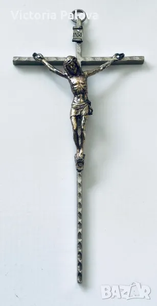 Метален кръст Разпятие Христово Италия, снимка 1