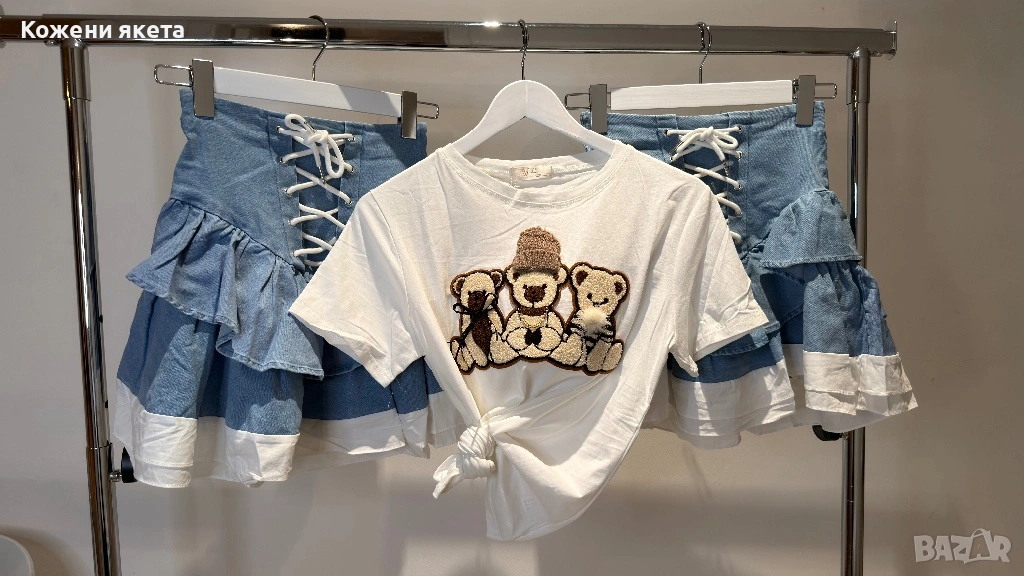 Страхотна бяла тениска Теди с 3 мечета, снимка 1