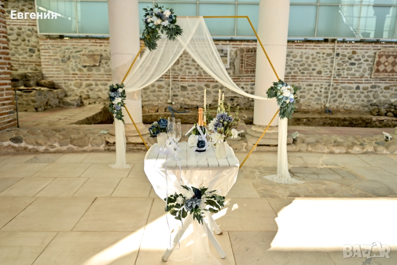 Kомплект сватбена украса в синьо, снимка 1