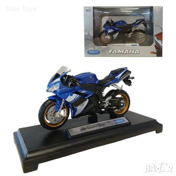 Метален мотор Welly – YAMAHA YZF-R1, 1:18, снимка 1