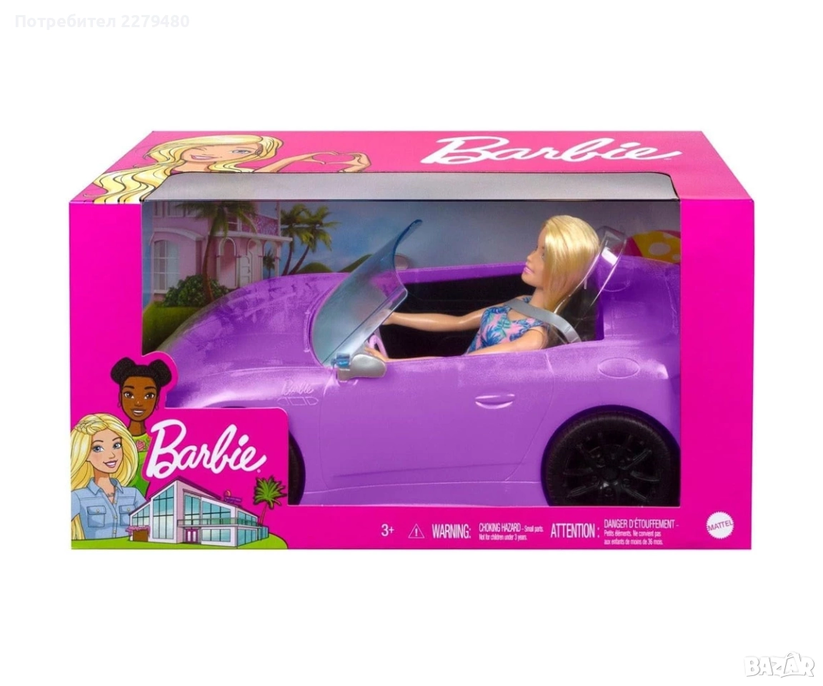 Кукла Barbie - Комплект кукла с кола кабрио, снимка 1