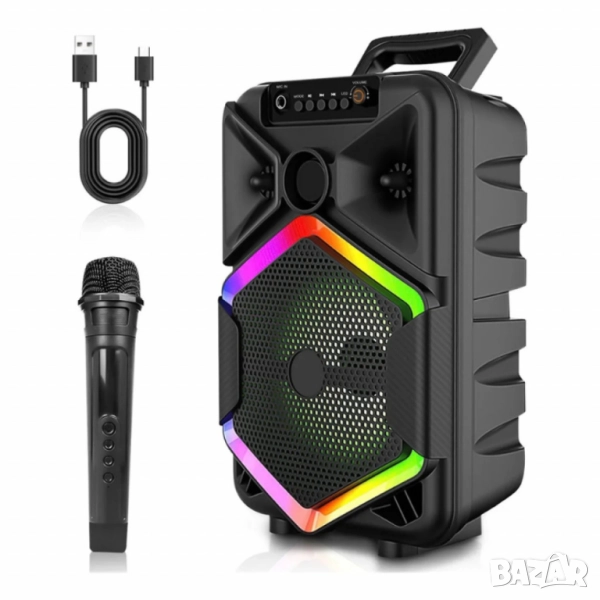 Преносима тонколона с микрофон, 8.5 инча, 1800 mAh батерия, 10W мощност WSJAR E8132W, снимка 1