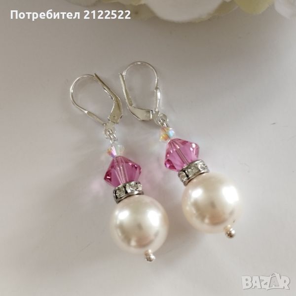 Висящи обеци с кристали или перли Сваровски., снимка 1