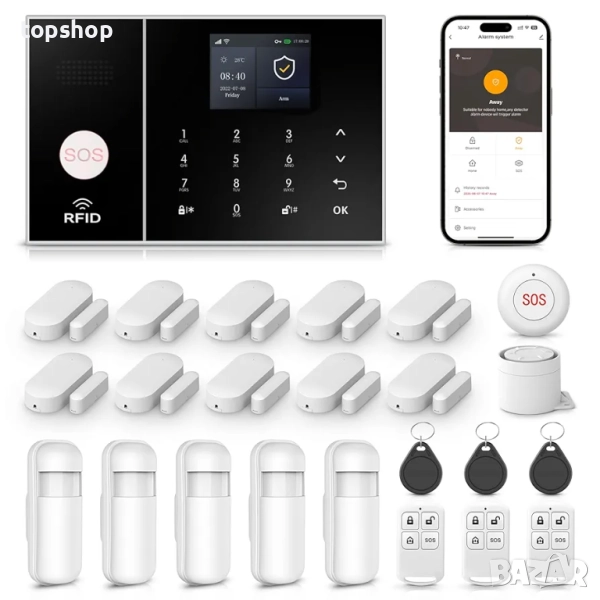 Чисто нова LWOHSI PG108 Алармена система за домашна сигурност, WiFi+GSM 4G DIY комплект аларма ..., снимка 1