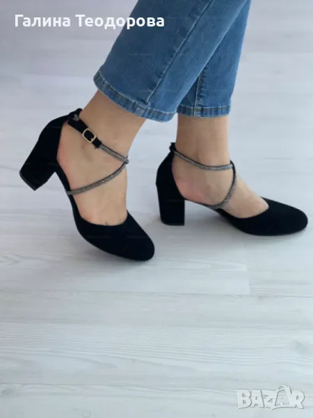 Изчистени дамски затворени сандали с ток, снимка 1