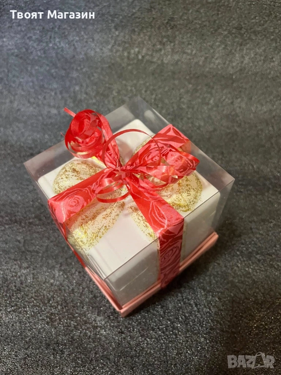 Ръчно изработен подарък за 8-ми март | Соева свещ в гипсово-керамична форма, снимка 1