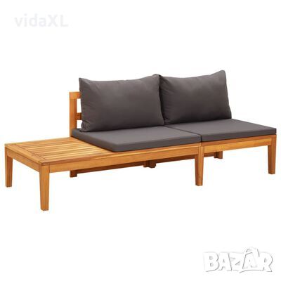 vidaXL Градинска пейка с маса, тъмносиви възглавници, акация масив(SKU:316319, снимка 1