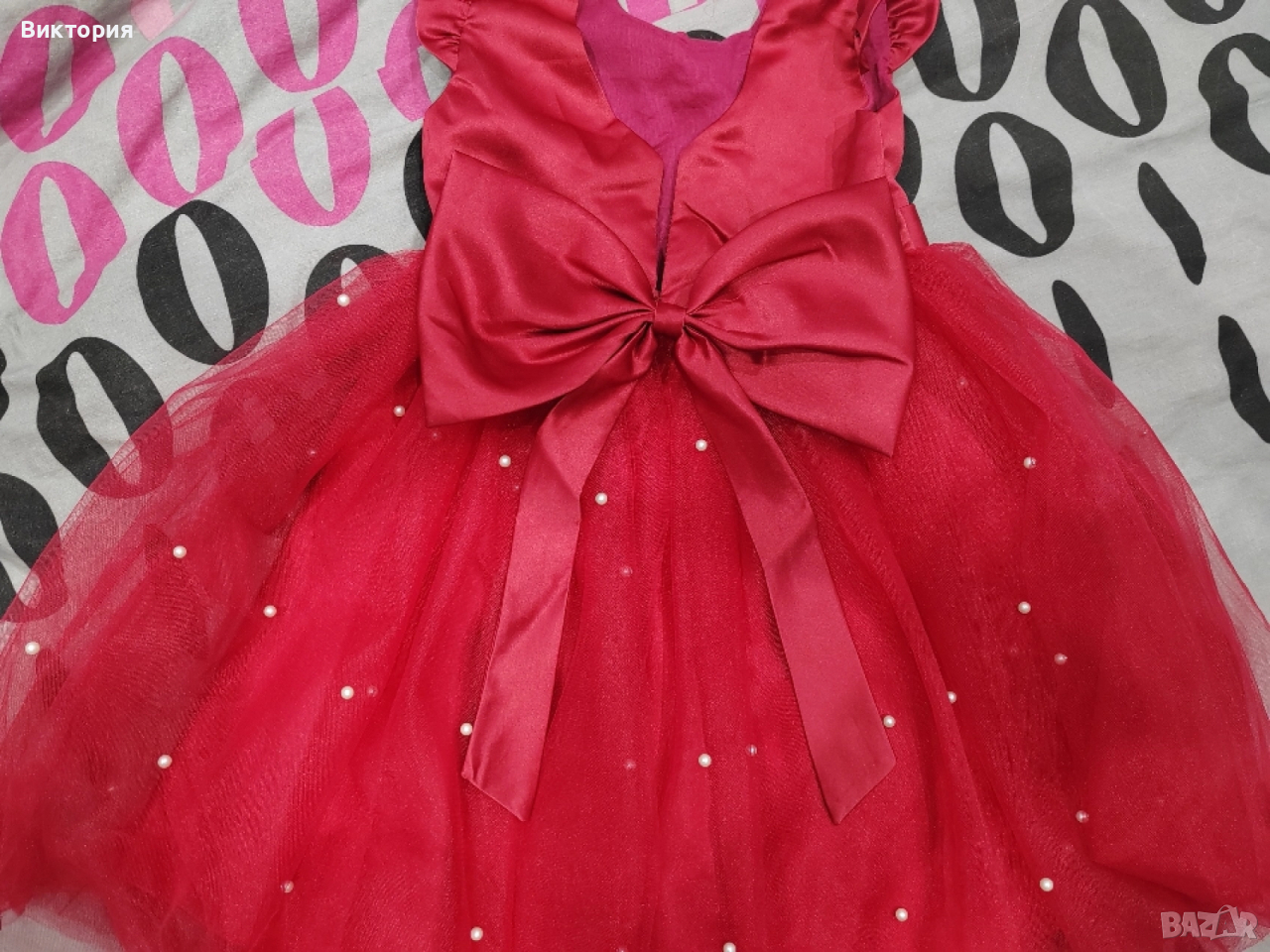 нова коледна рокля с тюл и перлички, снимка 1