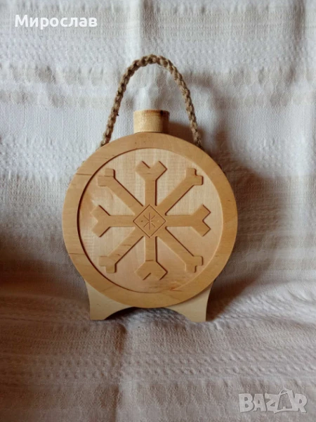 Дървена бъклица със стъклен контейнер 350мл., снимка 1