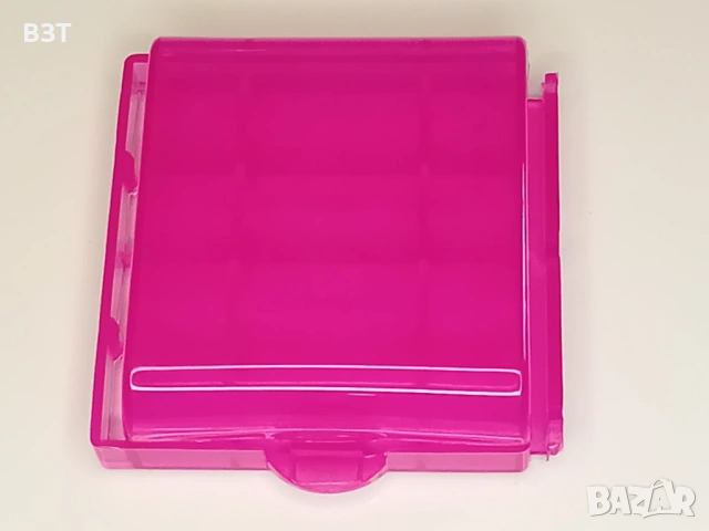 КУТИЯ ЗА СЪХРАНЕНИЕ НА 4 БРОЯ БАТЕРИИ AA/AAA ПЛАСТМАСОВА ПРОЗРАЧНА РОЗОВА