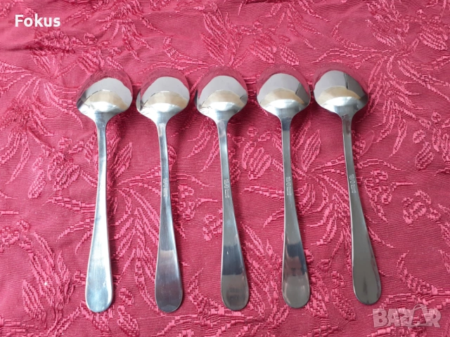 Луксозни прибори лъжици Edelstahl Rostfrei - 5 бр. нови, снимка 4 - Антикварни и старинни предмети - 53738237