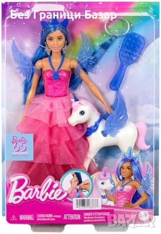 Нова Барби с Рокля Петликорн Аксесоари Сапфир Еднорог Подарък дете Barbie HRR16, снимка 6 - Кукли - 45338384