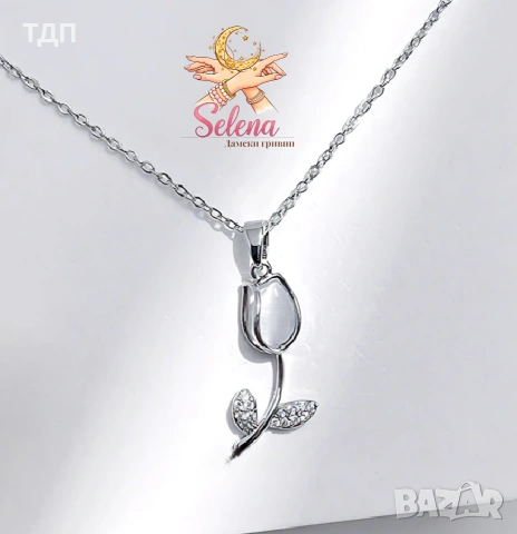 Колие от медицинска стомана "Нежно лале" 🌷, снимка 2 - Колиета, медальони, синджири - 53816635