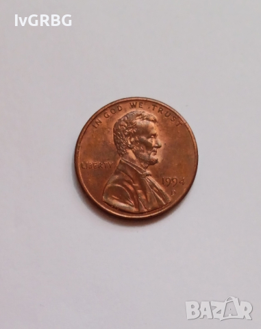 1 цент САЩ 1994 ( 2 ) , 1 цент 1994 Американска монета Линкълн 2, снимка 1 - Нумизматика и бонистика - 44995166