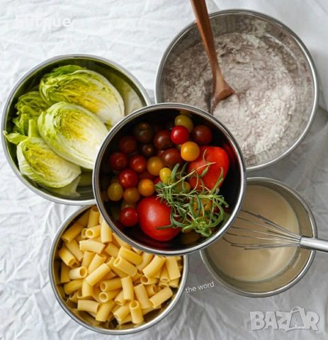 Комплект купи от неръждаема стомана 18/10 с капаци – 10 части, матово покритие, снимка 2 - Други - 53341816