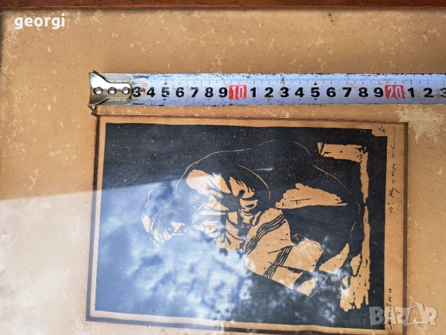  '' Майка " картина на художника партизанин Стефан Куцаров туш върху картон, снимка 15 - Картини - 51565578