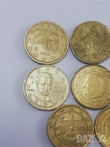 лот от 8 броя-20 евроцента различни държави, снимка 2 - Нумизматика и бонистика - 47993294