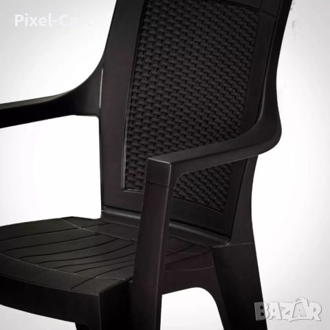 Градински стол с плътен гръб - кафяв, снимка 2 - Столове - 46389640